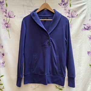 Banana Republic Purple Asymmetrical Three Button Sweater